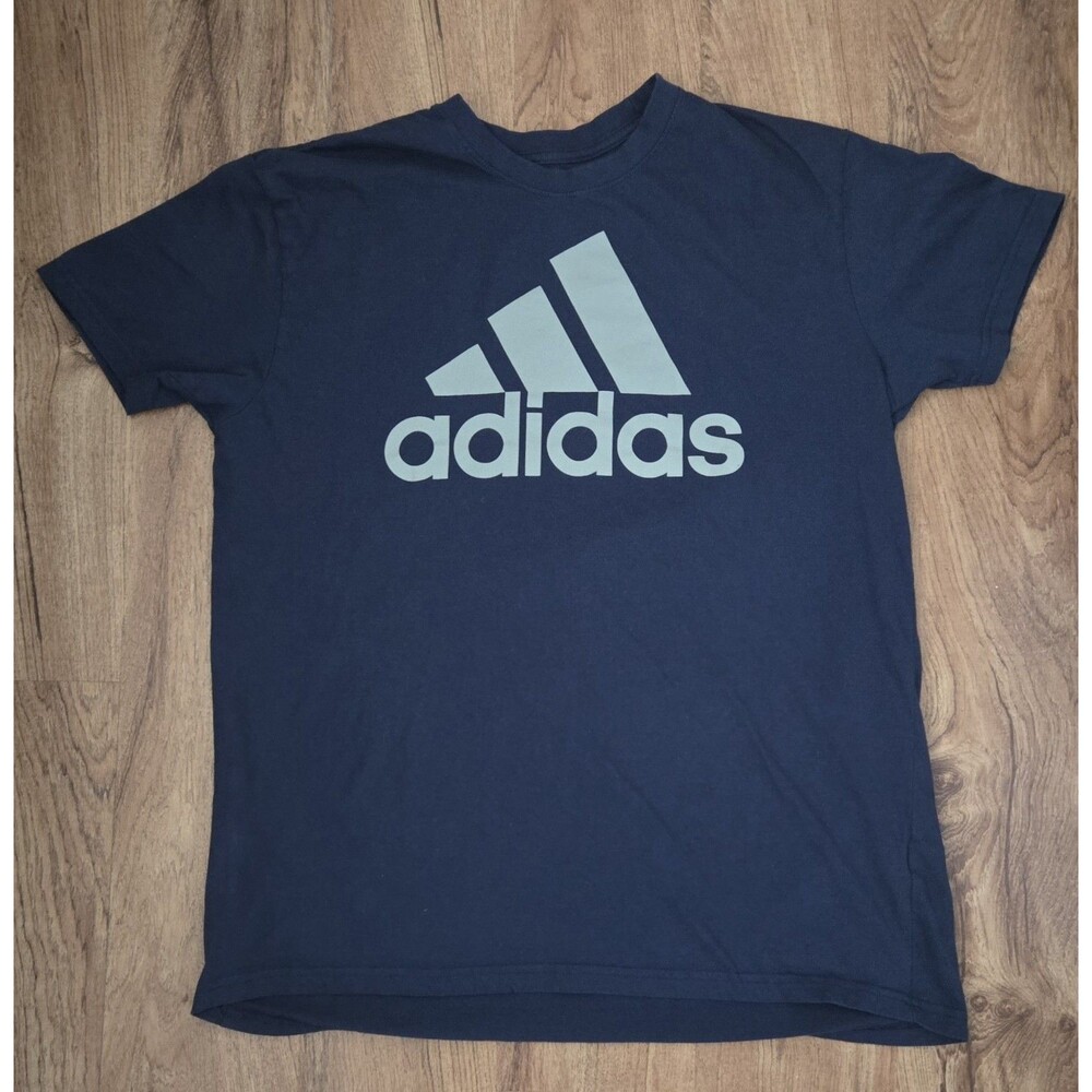 Adidas Golf T Shirt XL Navy Blue Grey Logo 100% Cotton Mens Casual Sportswear‎